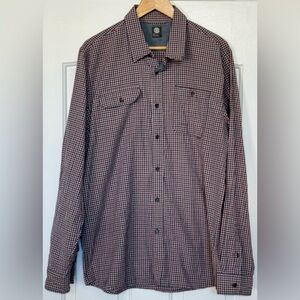 VGUC Element Men’s XL Plaid Button Down Shirt Red Navy Long Sleeve Casual Skate